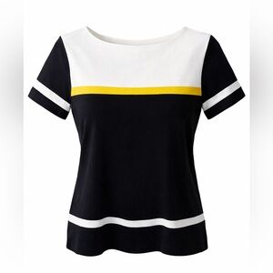 Ralph Lauren Black and White Tee with Yellow Stripe